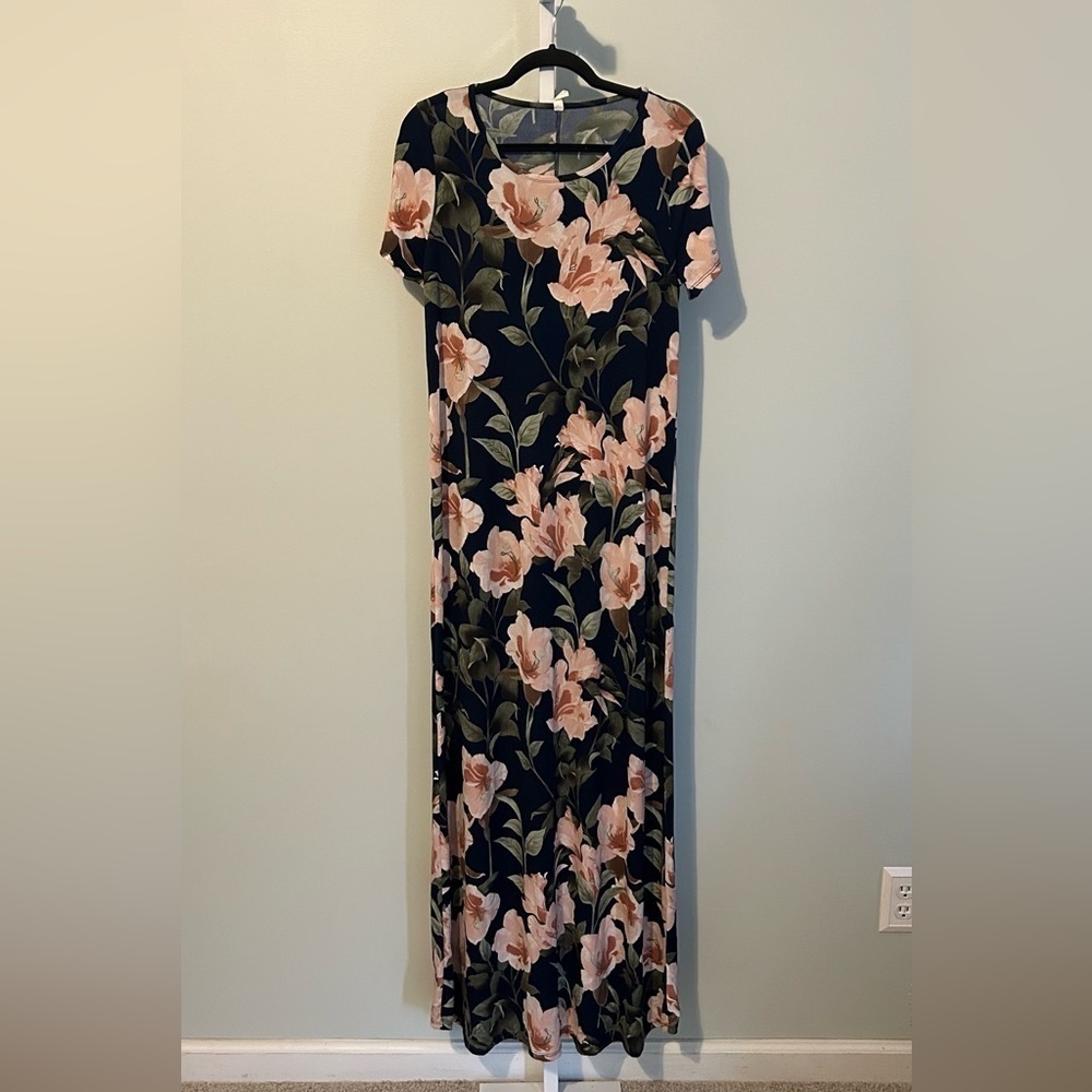 Pinkblush Floral Short Sleeve Maxi Dress